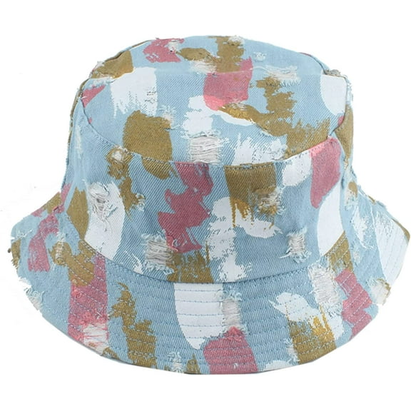 CoCopeaunts Cotton Bucket Hats for Men Vintage Graffiti Painted Summer Quick Dry Bucket Cap Anti-Ultraviolet Fisherman Hat