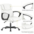 thumbnail image 4 of Furmax Mid Back Executive Office Swivel Computer Task Armrests Ergonomic Leather-Padded Desk Chair with Lumbar Support, White, 4 of 6