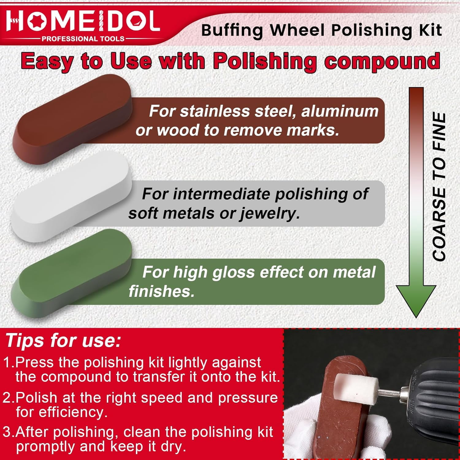 78PCS Buffing Wheel for Dremel Polishing Kit, 1/8" Shank Polishing Buffing Wheel for Dremel Tool Accessories with Buffing Compound, Abrasive Wheel Buffing Polishing Wire Brush Polishing Bits