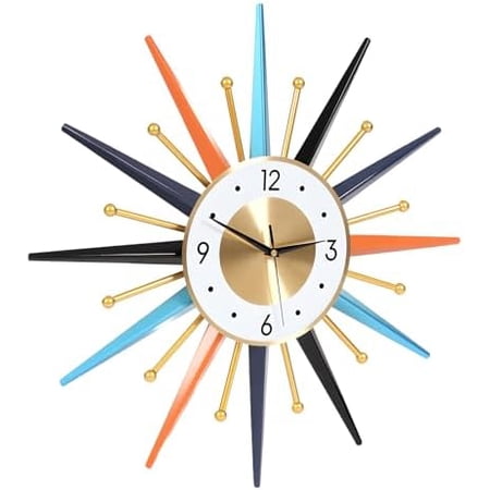 Silent Wall Clock, 22 Sun-Shaped Modern Decorative Clock, Battery Operated Modern Large Colorful Wall Clock, Retro Colorful Clocks Home Decorations, Living Room Bedroom Entryway