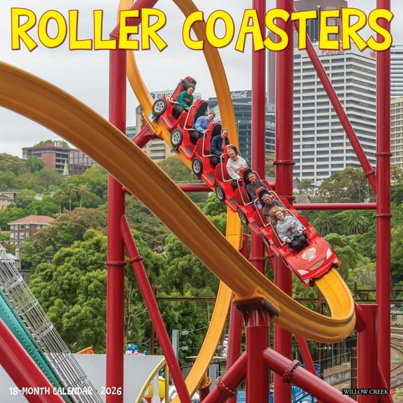 Willow Creek Press, Roller Coasters 2026 Wall Calendar, 12'' X 12'', 18-Month Calendar with Stapled Binding