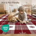 thumbnail image 4 of ODIKA 9'x12' Washable Area Rug Deep Red White Buffalo Plaid Design Festive Snowflake Accents Gingham for Master Suite, California King, Under Bed, Non-Shedding, Easy Care, 4 of 7