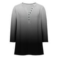 thumbnail image 5 of TKLPEHG 3/4 Length Sleeve Womens Tops Plus Size Gradient V Neck Button Tshirt Dressy Casual Loose Tunic Tops (Black,L), 5 of 9