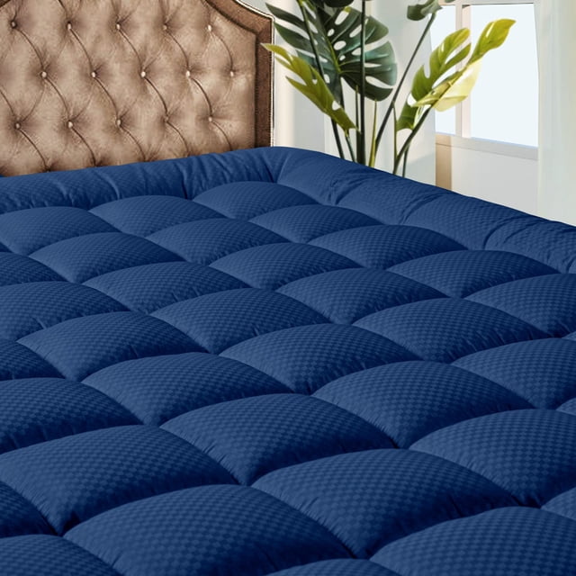 Funda de colchón MATBEBY Bedding acolchada, ajustada, tamaño king, azul marino