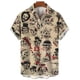 thumbnail image 4 of Camisa con estampado 3D de temática de humanidades para hombre y mujer, informal, de manga corta, con solapa y botones, camiseta de gran tamaño para hombre, 4 of 5