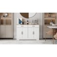 thumbnail image 3 of 48 Inch Farmhouse Style Buffet Cabinet with 2 Drawers and 4 Doors - Rustic Storage Sideboard Organizer for Dining Room Kitchen Living Room Entryway and Hallway Space Saving Durable Design in White, 3 of 9