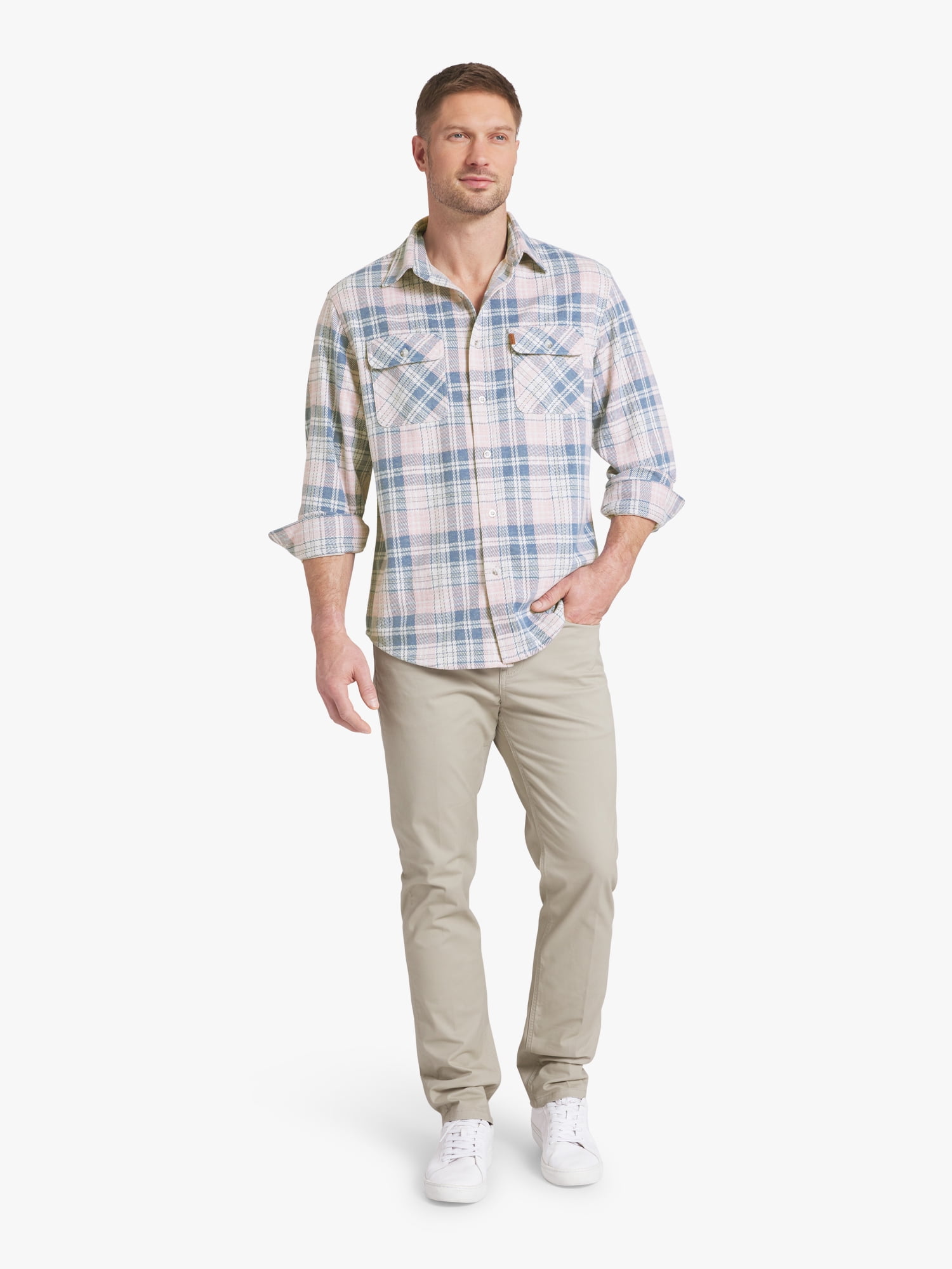 Chaps Men's & Big Men's Long Sleeve Knit Flannel Shirt, Sizes S-3XL