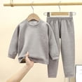 thumbnail image 2 of Swuxness Toddler Sweatshirt Sets, Kids Long Sleeved Sets, Fashion Boys' Casual Long Sleeve Round neck Collar Botton Long Pants Hoodless Sweatshirts Gray, 12 Years, 2 of 5