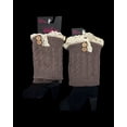 thumbnail image 2 of Knitted Scandinavian Style Leg Warmers (Mocha) with White Lace and Button, 2 of 2