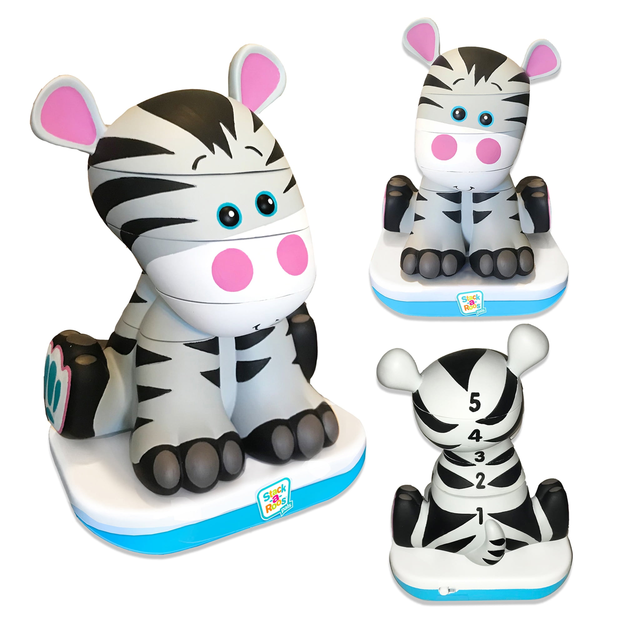 Stack-a-Roos Pals: Baby Zebra - Lights & Sounds, Kids Ages 12+ Months, 5 Piece Stacking Animal Tower, Counting & Stacking, Toy