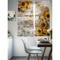thumbnail image 4 of Farmhouse Sunflower Sheer Curtains 63 Inch Length 2 Panels Set Window Treatments, Vintage Daisy Butterflies Rustic Wood Rod Pocket Semi Curtains for Living Room/Bedroom/Kitchen Décor, 104"W x 63"L, 4 of 7