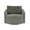 thumbnail image 4 of Weston Home Killarney Oversized Wale Corduroy Swivel Accent Chair with Furry Channel Pillow, Gray/Dark Gray Pillow, 4 of 9