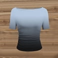 thumbnail image 5 of YUGYXL Gradient Colors T Shirts for Women Casual Crew Neck Short Sleeve Tunic Tops Pleated Slim Fit Fashion Summer Tees Dark Gray Tops M, 5 of 7