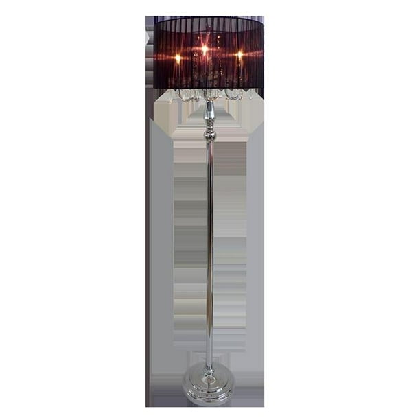 Trendy Sheer Shade Floor Lamp with Hanging Crystals Black Walmart