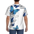 thumbnail image 2 of Rocae Blue Flying Butterflies for Men's Moisture-Wicking Crew Tee - T-Shirt for Sports, Outdoor Activities, and Casual WearLarge, 2 of 9