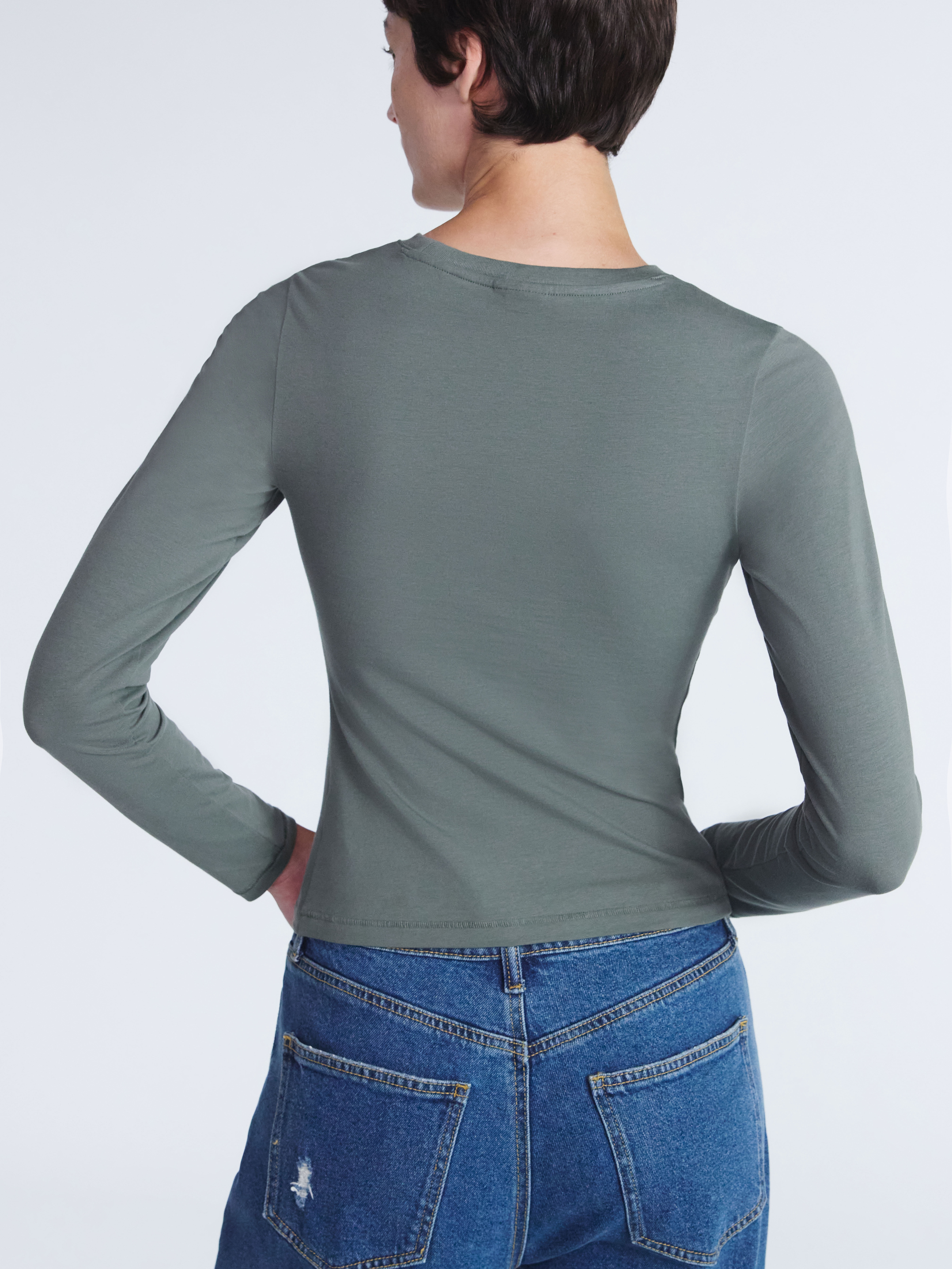 Scoop Women’s Stretch Cotton Blend Crewneck Tee with Long Sleeves, Sizes XS-XXL