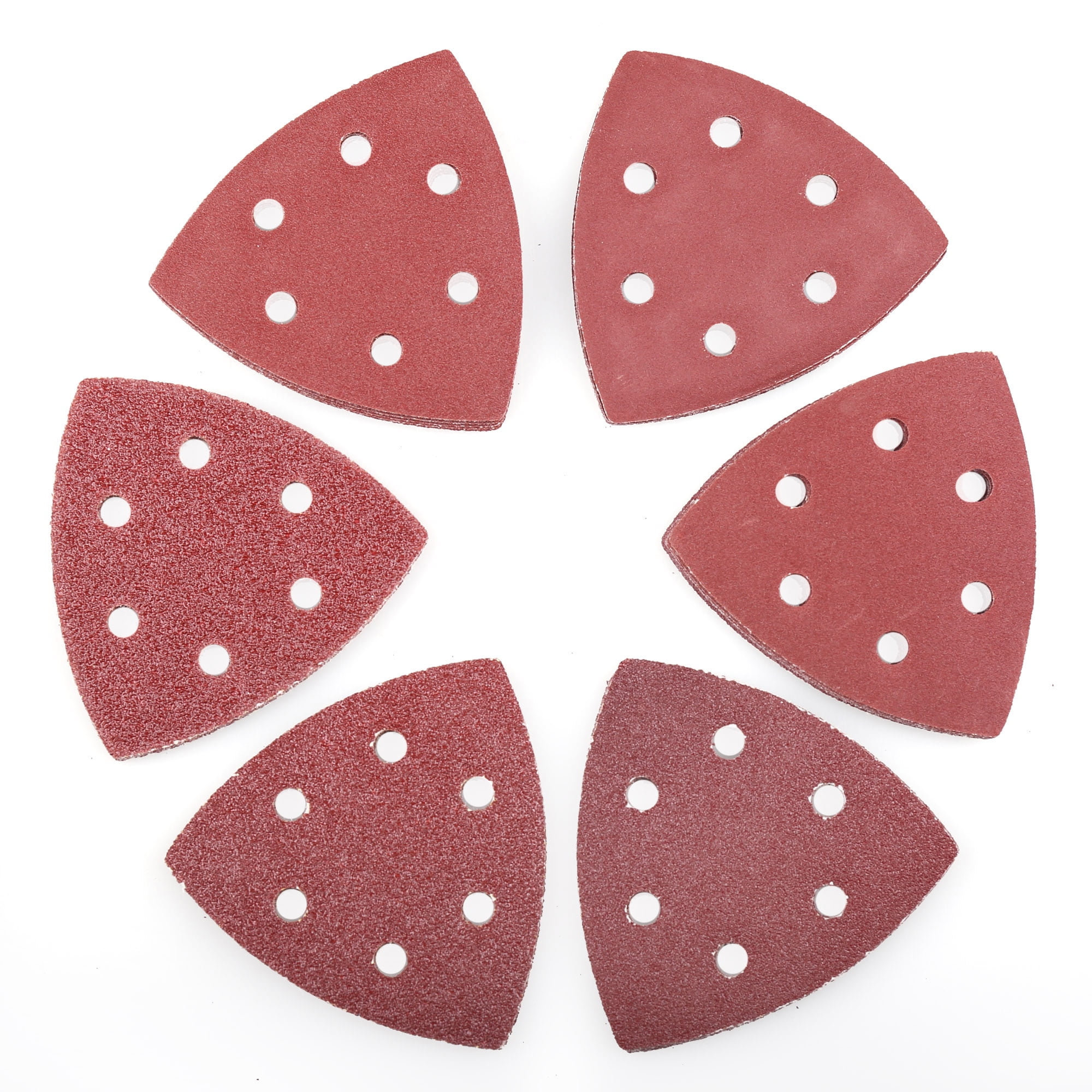 50pcs Sanding Sheets Triangle Discs Sander Grinder 40-240 Grit Dark Red 