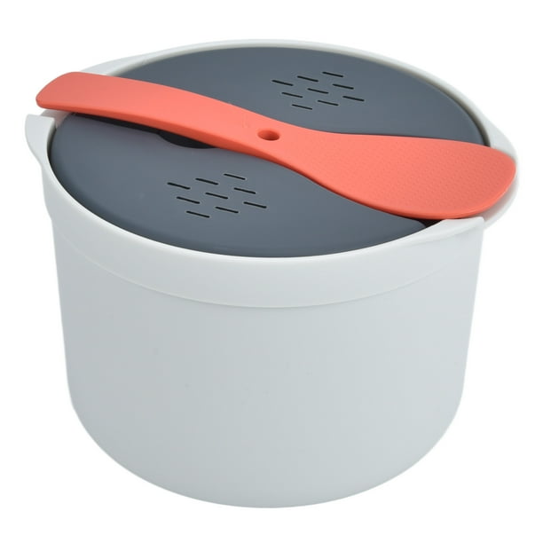Aqxreight OLLA Arrocera para Microondas 2L Material PP de Grado Alimiotio Cuchara de Arroz Tapa Colador Olla Al Juego de Olla Arocera Olla Arocera Para Microond
