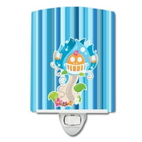 Caroline's Treasures BB6914CNL Fairy House Blue Stripes Ceramic Night Light, 6x4x3", multicolor