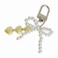thumbnail image 5 of Stylish Beaded Bowknot Key Ring Keychain Pendant with Pearls Accent Trendy Handbag Charm Gift For Her Birthday, 5 of 10