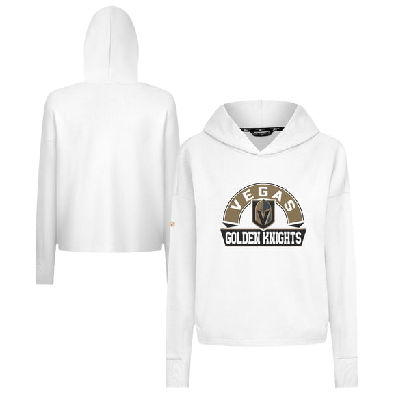 Women's Levelwear White Vegas Golden Knights Sweet Banner Arch Tri-Blend Cropped Pullover Hoodie