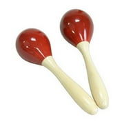 DOBANI Egg Shaker w/ Handle, Wooden Pair, Red