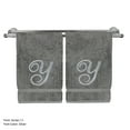 thumbnail image 2 of Monogrammed Hand Towel, Personalized Gift, 16 x 30 Inches - Set of 2 - Silver Embroidered Towel - Extra Absorbent 100% Turkish Cotton- Soft Terry Finish - for Bathroom, Kitchen and Spa- Script Y Gray, 2 of 3