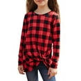 thumbnail image 4 of SYNPOS 4-13Y Child Girls Long Sleeve Scoop Neck Front Twist Leopard Tunic Tops, 4 of 8