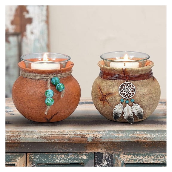 Southwest Pots Candle Holders - Set of 2