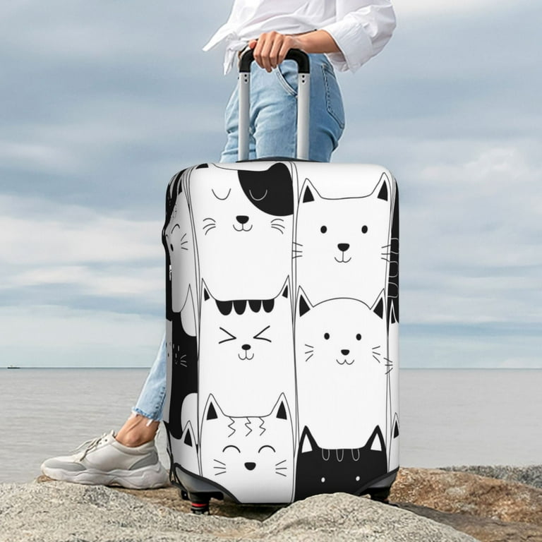 Susaid Doodle Cute Cat Print Elastic Washable Suitcase Cover with