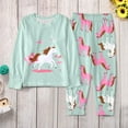 thumbnail image 5 of Mrzhqd Girls Winter Sleepwear Set Long Sleeve Pajamas With Cartoon Print Pants Comfortable Loungewear For Kids Soft Warm Two Piece Outfit,Mint Green,Size 6-7 Years, 5 of 5