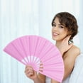 thumbnail image 4 of 13 in Boots on The Ground Fan, 2025 New Large Holographic Folding Hand Fan Line Dance Popping Fan, Clap Fans for Line Dancin (Pink), 4 of 5