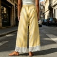 thumbnail image 5 of Edvintorg Pants for Women Plus Size Fashion Elastic Waisted Casual Trouser Striped Loose Wide Leg Pant with Pockets Women's Clothing Yellow S, 5 of 9