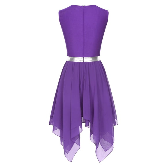 Miutii Womens Sleeveless Worship Dance Dress Praise Dance Overlay Lyrical Liturgiacal Dancewear Purple M