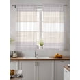 thumbnail image 2 of Gray Beige Stripe Tier Curtains 45 Inch Length,Sheer Curtains for Bedroom Living Room Window Modern Art Horizontal Striped Rod Pocket Drapes Kitchen Curtains Small Half Window 27.5"x45" 2 Panels, 2 of 6