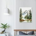 thumbnail image 3 of JRXY  Large Framed Mountain Canvas Wall Art Watercolor Forest Landscape Painting Green Nature Prints Art Rustic Wall Decor for Living Room, Bedroom, Office 12x16 in, 3 of 4