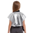 thumbnail image 2 of vastwit Girls Shiny Metallic Dance Top with Buckle Pockets Open Sides Crop Tank Top for Party Streetwear Silver 6, 2 of 6