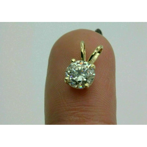 2Ct Round Cut Solitaire Lab Created Diamond Women's Pendant 14K Yellow Gold Plated 18" Free Chain