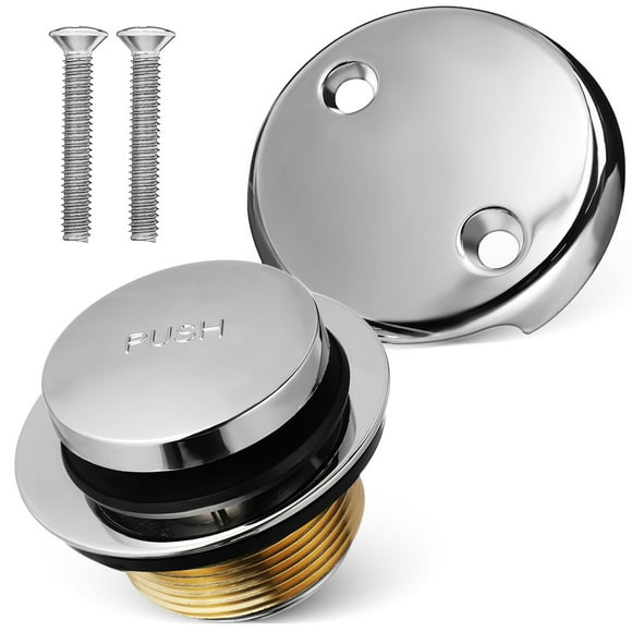 KAKOWELY tub drain stopper 1 Set Bathtub Drain Stopper Kit Dual Hole Overflow Plate Bathroom Tub Drain Replacement Tip Toe Bathtub Drain Kit Tub Stopper2.64"X2.64"X1.97"