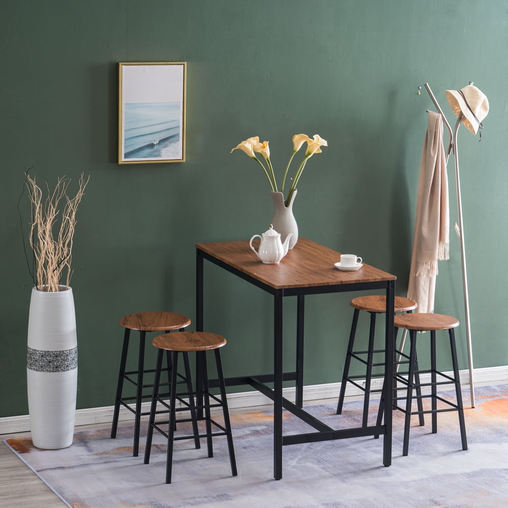 Kepooman Dining Table and Chair Set, 4-Piece Table Set, 43" W x 23"D x 36"H, Brown Kepooman Dining Table and Chair Set, 4-Piece Table Set, 43" W x 23"D x 36"H, Brown