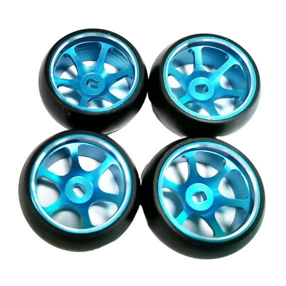 4x RC Wheel Rim Tires -Resist 25mm K969 K989 P929, 1:28 Scale Car Accessory Parts Replacement Blue