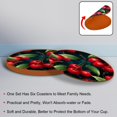 thumbnail image 4 of Cherry 6PCS Round Microfiber Leather Car Coasters, 11x11 cm/4.3x4.3 in - Set of 6 Drink Cup Holders for Car, Durable and Absorbent., 4 of 6