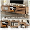 thumbnail image 5 of Harper & Bright Designs Vintage TV Stand with Fluted Glass Doors for 75 inch TV, Wood TV Storage Cabinet Table with Drawers and Solid Wood Legs for Living Room, Walnut, 5 of 14
