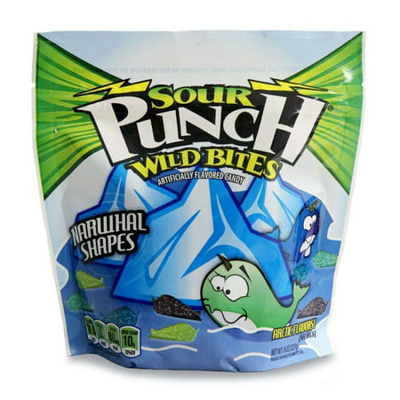 Sour Punch Wild Bites Narwhal Shapes, Assorted Flavor Soft & Chewy Candy,