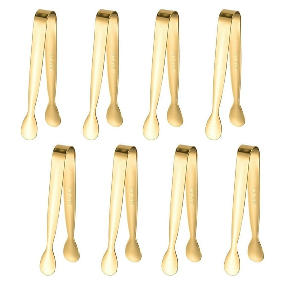 8-Pieces 4.3 Inch Gold Tongs Mini Tongs for Appetizers, Gold Serving Utensils Small Tongs for Serving Appetizers Ice Tongs Sugar Tongs