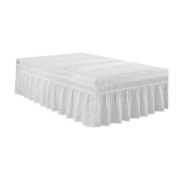 OUNONA Elastic Fitted Bed Sheet with Pleated Skirt, Soft Polyester Bedding, 120x200cm, White, Wrinkle Resistant and