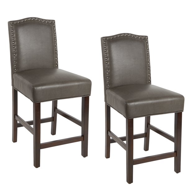 Better Homes & Gardens London Faux Leather 24" Counter Stool, Set of 2