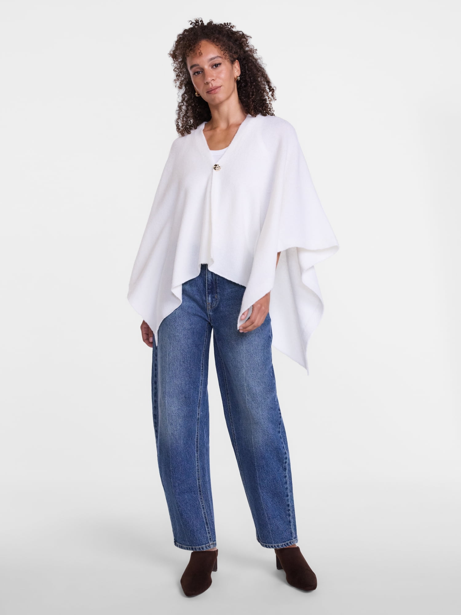 Scenario Women's Button Front Ruana, Mid-weight, Sizes S-XL
