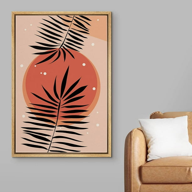 Wall26 Framed Canvas Print Wall Art Palm Leaf Duo With Orange Red Dots Fl Plants Ilrations Modern Rustic Colorful Warm For Living Room Bedroom Office 24 X36 Natural Com - Red And Gold Leaf Wall Art For Living Room Wall26 Framed Canvas Print Wall Art Palm Leaf Duo With Orange Red Dots Fl Plants Ilrations Modern Rustic Colorful Warm For Living Room Bedroom Office 24 X36 Natural Com - Red And Gold Leaf Wall Art For Living Room