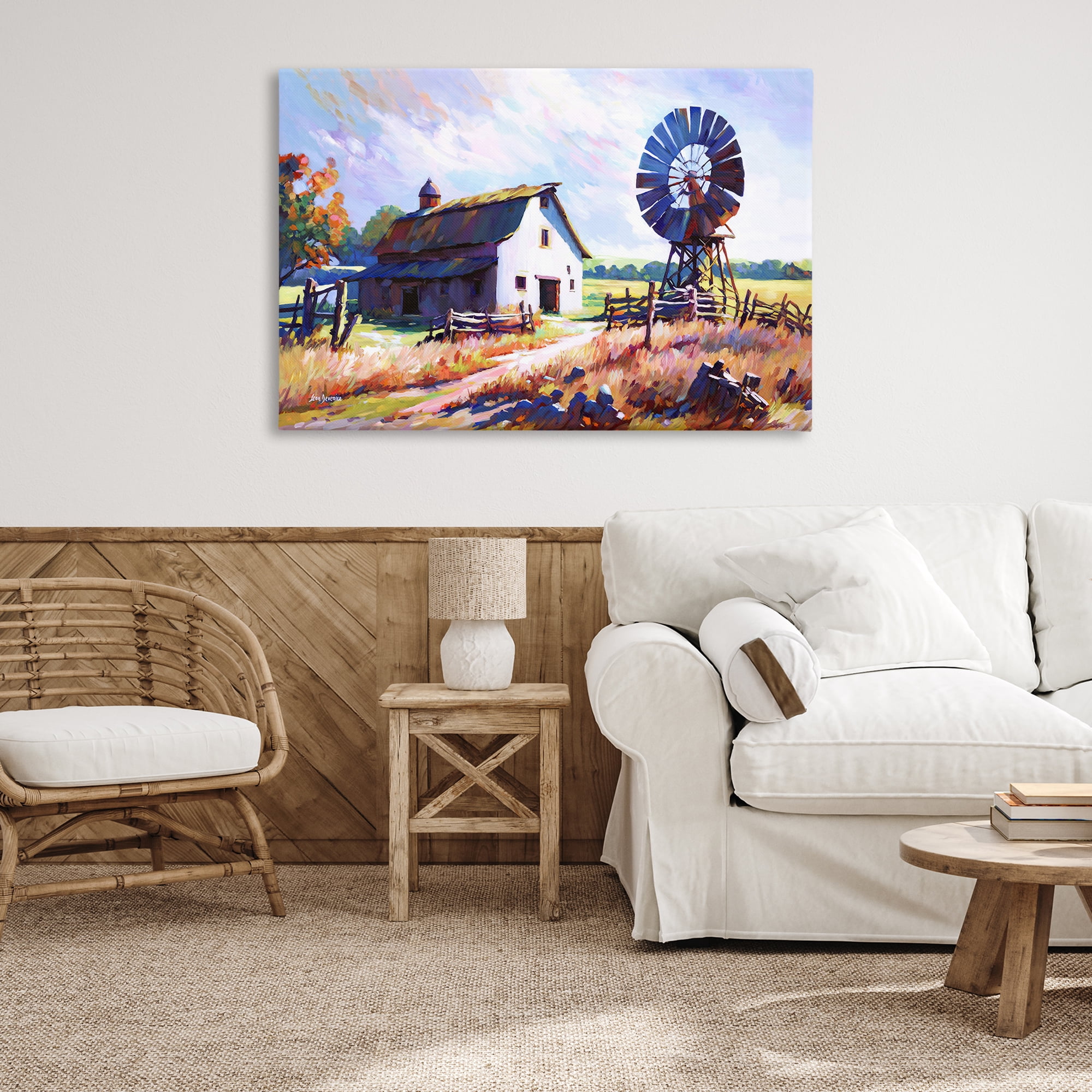 Stupell Industries Countryside Serenity Landscape Landscape Painting Gallery Wrapped Canvas Art Print Wall Art, 45 x 30